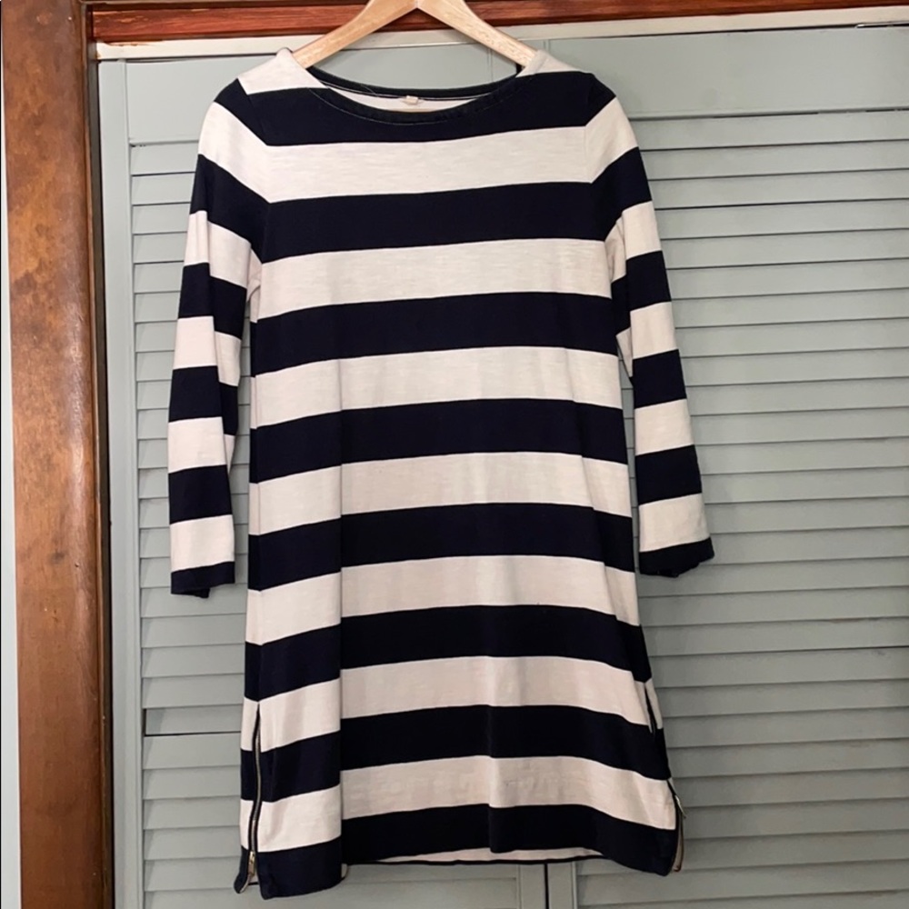Jcrew navy striped dress